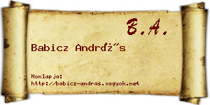 Babicz András névjegykártya
